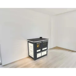 Cucina a legna Emilia Plus Ceramica 6,3 kW grigio e bianco