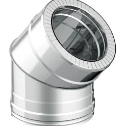 Curva a 45° diam.100/150 inox sp.0,5 mm - doppia parete