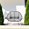Divanetto da giardino impilabile rattan sintetico 115x74x88 cm nero
