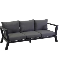 Divano da esterno 3 posti Riverton in alluminio antracite 193x78x84 cm
