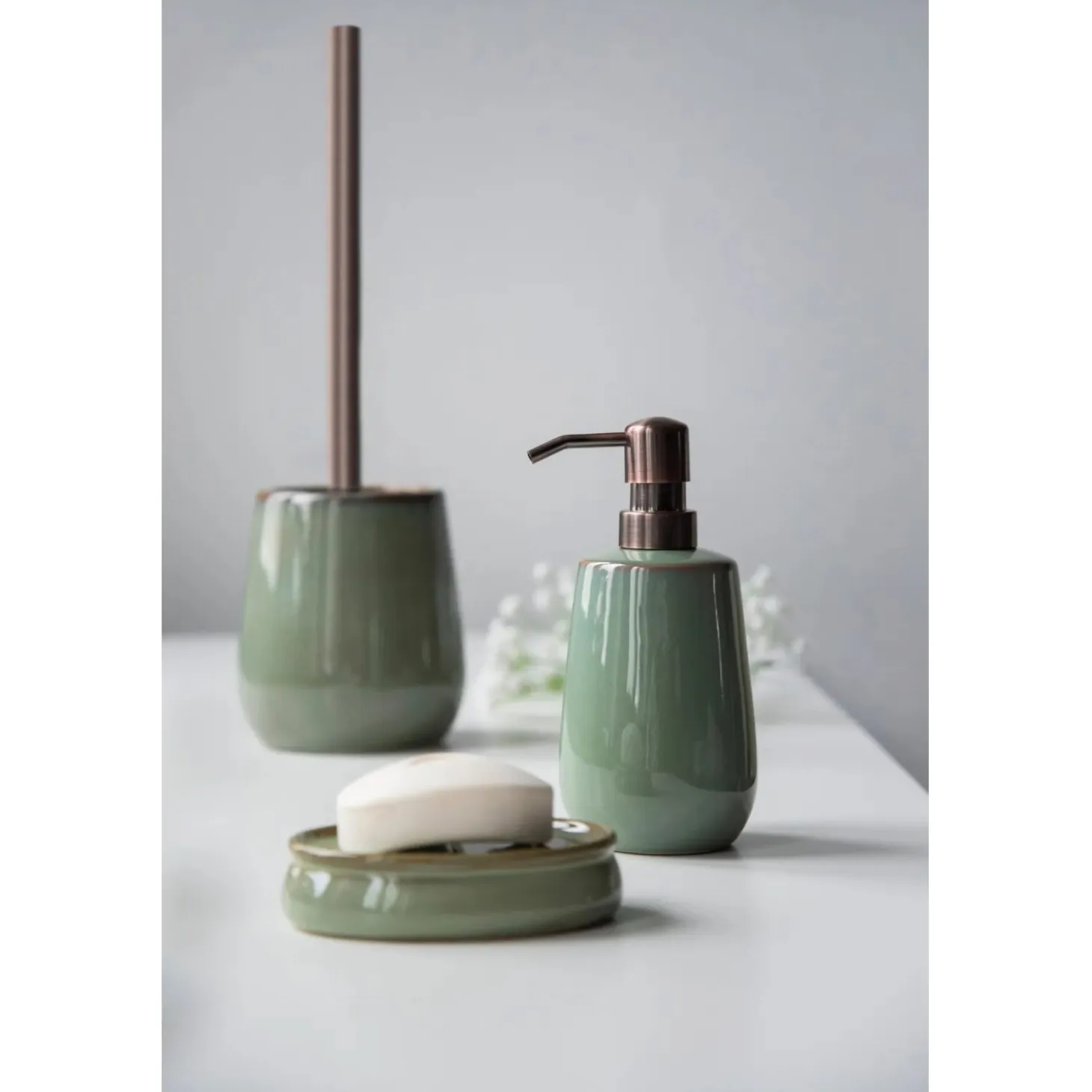 Dosatore di sapone Wenko Sirmione in ceramica verde