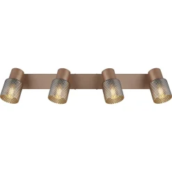 Faretto 4 luci Globo Satella 56x12x12,5 cm metallo caffè satinato