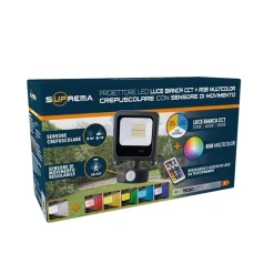 Faro led 20 W luce bianca CCT e RGB multicolor c/telecomando