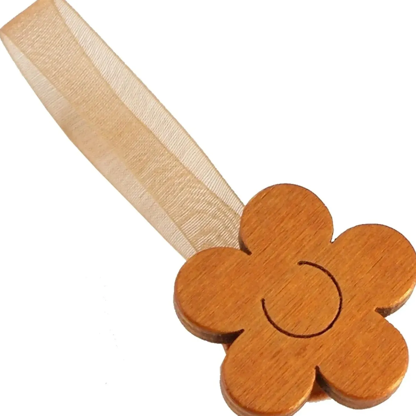 Fermatende calamita Mini Clip Margherita in legno arancione 2 pz