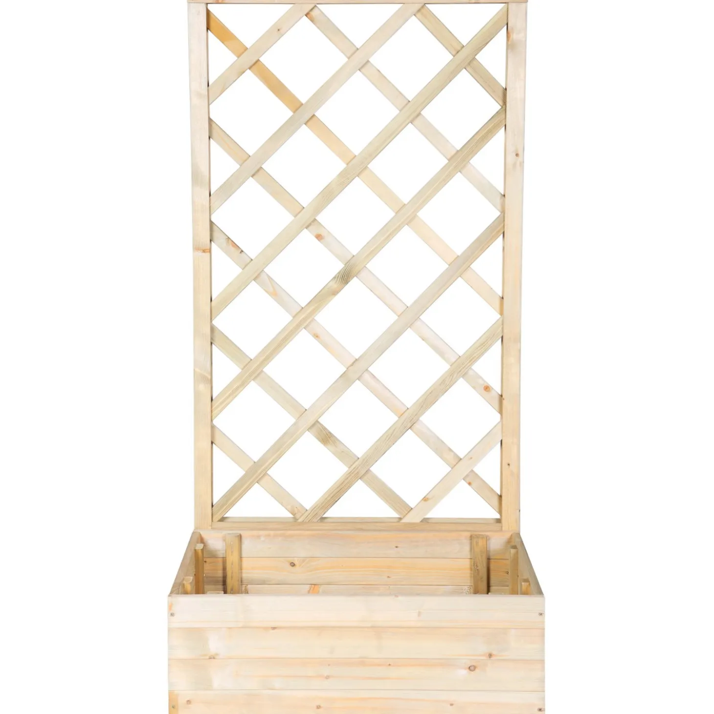 Fioriera da esterno con grigliato Basic in legno naturale 70x44x140 cm