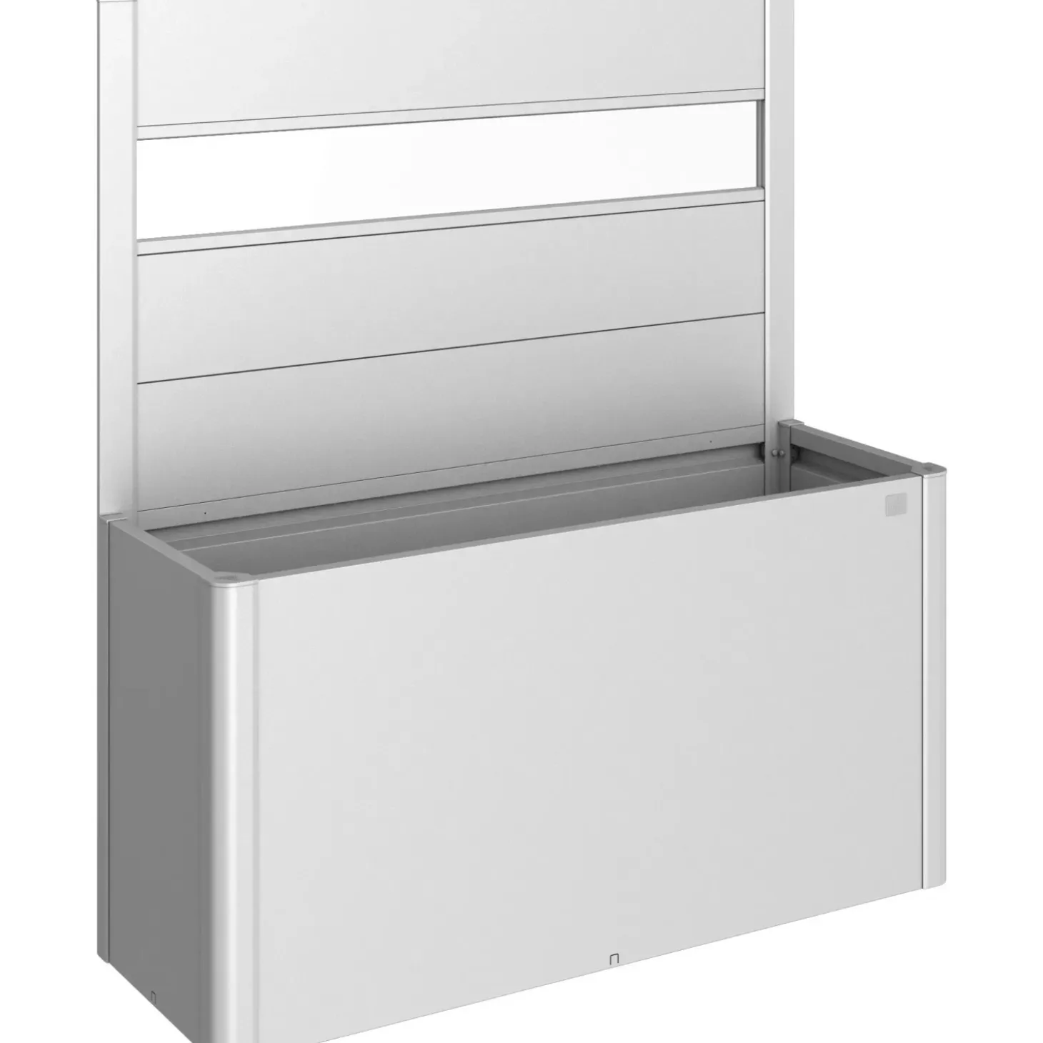 Fioriera frangivista Belvedere Biohort con vetro acrilico 150 cm Argento met