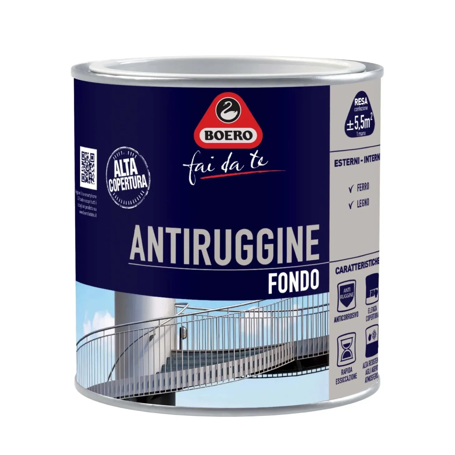 Fondo antiruggine 0,5 l grigio Boero