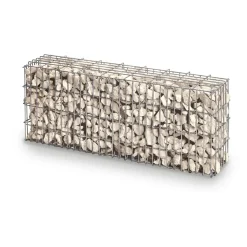 Gabbione in metallo con granulati bianco 16 kg 100x50x50 cm