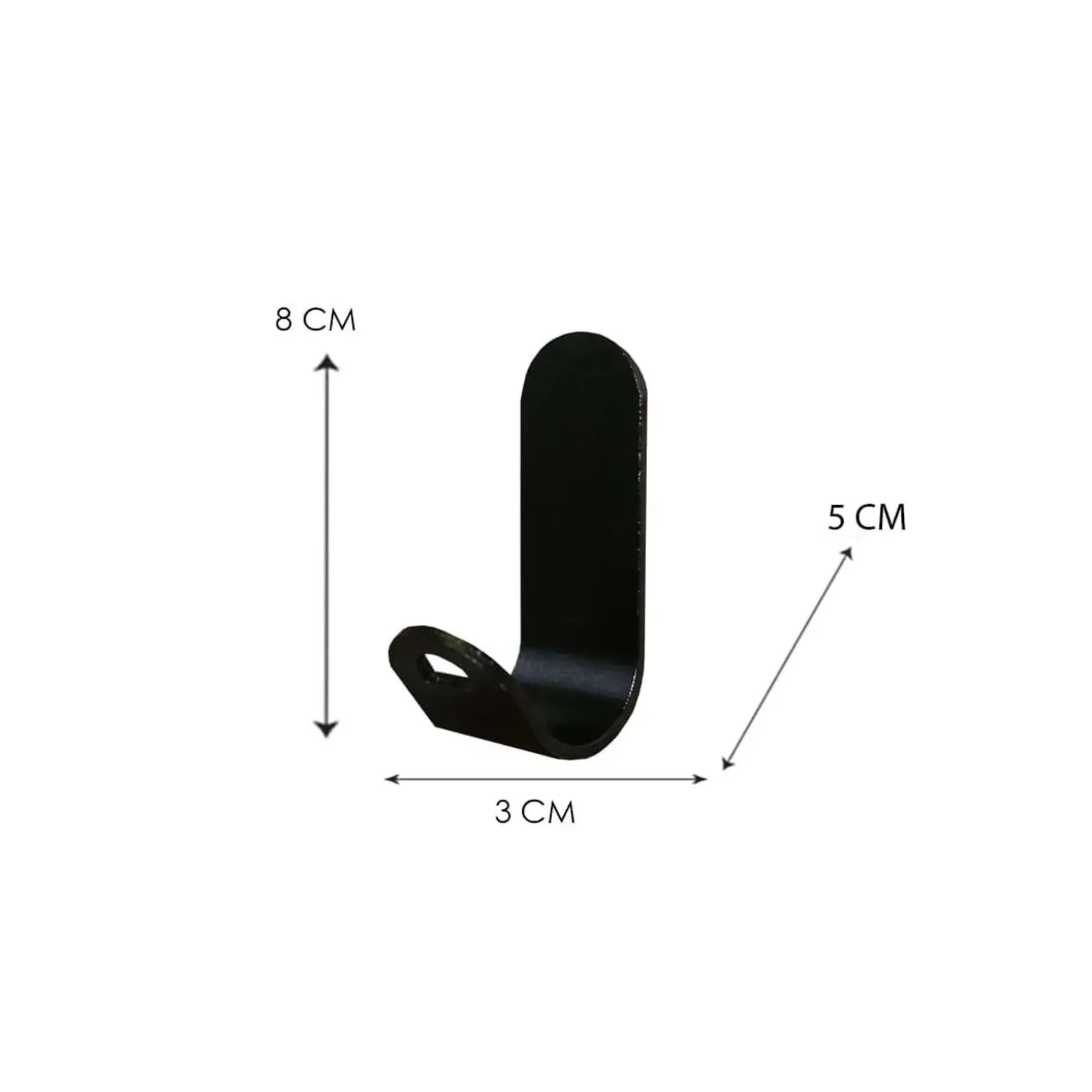 Gancio 1 posto in alluminio nero opaco L 3 x H 8 x P 4 cm