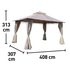 Gazebo in acciaio e poliestere Amora New 408x307x313 cm
