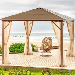 Gazebo in alluminio e policarbonato Casais 360x300x258 cm
