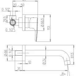 Idelco miscelatore lavabo a muro Sospiro cromo
