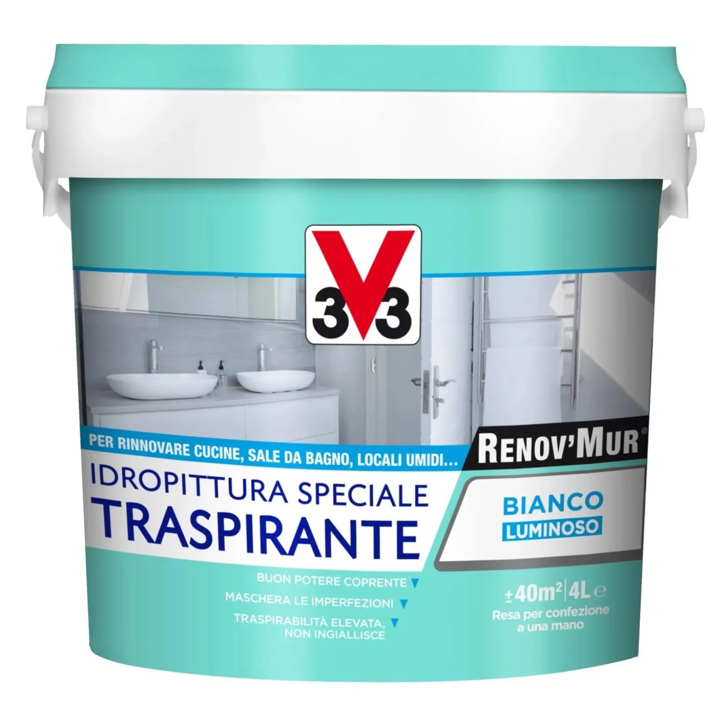 Idropittura traspirante V33 Renov'Mur bianco 4 l