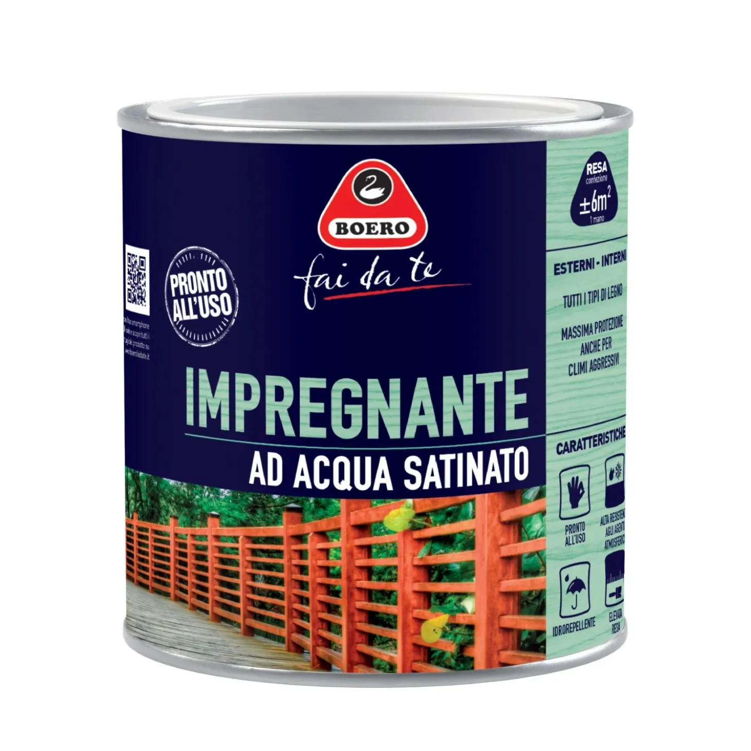Impregnante per legno ad acqua Boero castagno 0,5 l