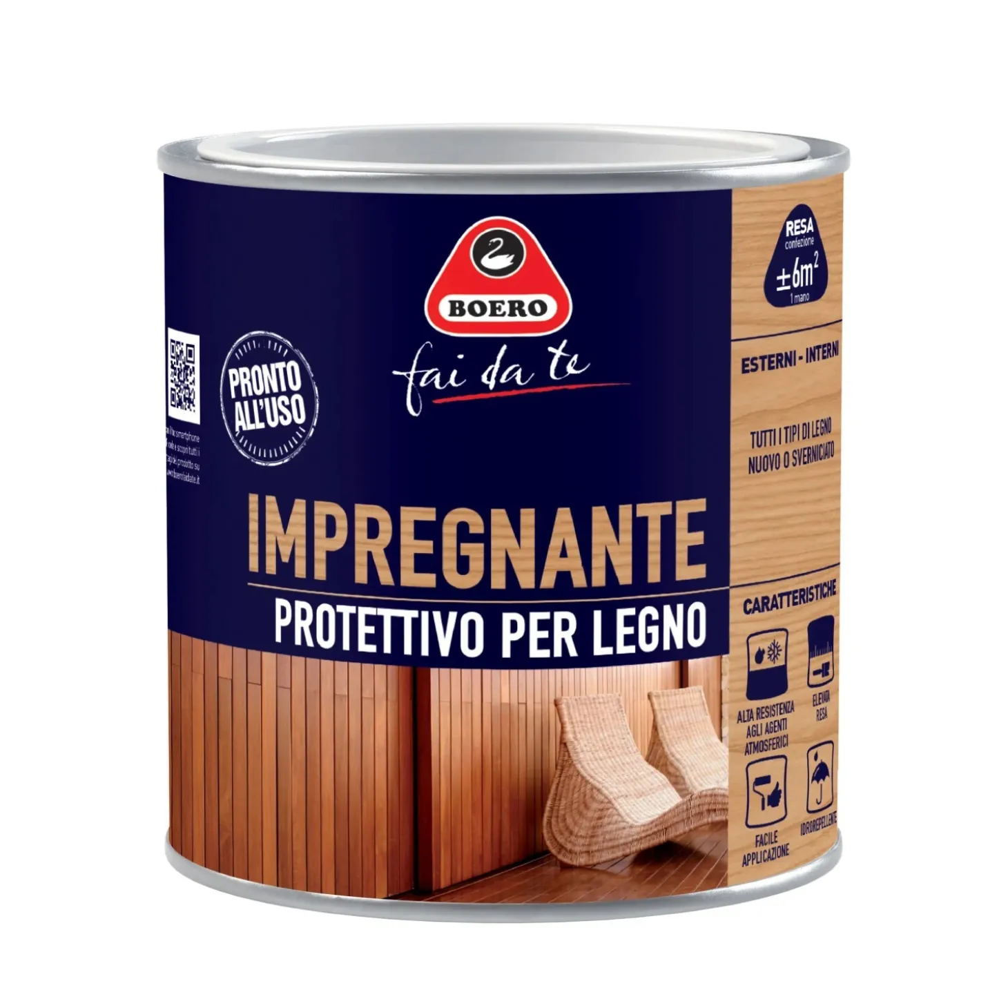 Impregnante per legno a solvente Boero neutro 0,5 l