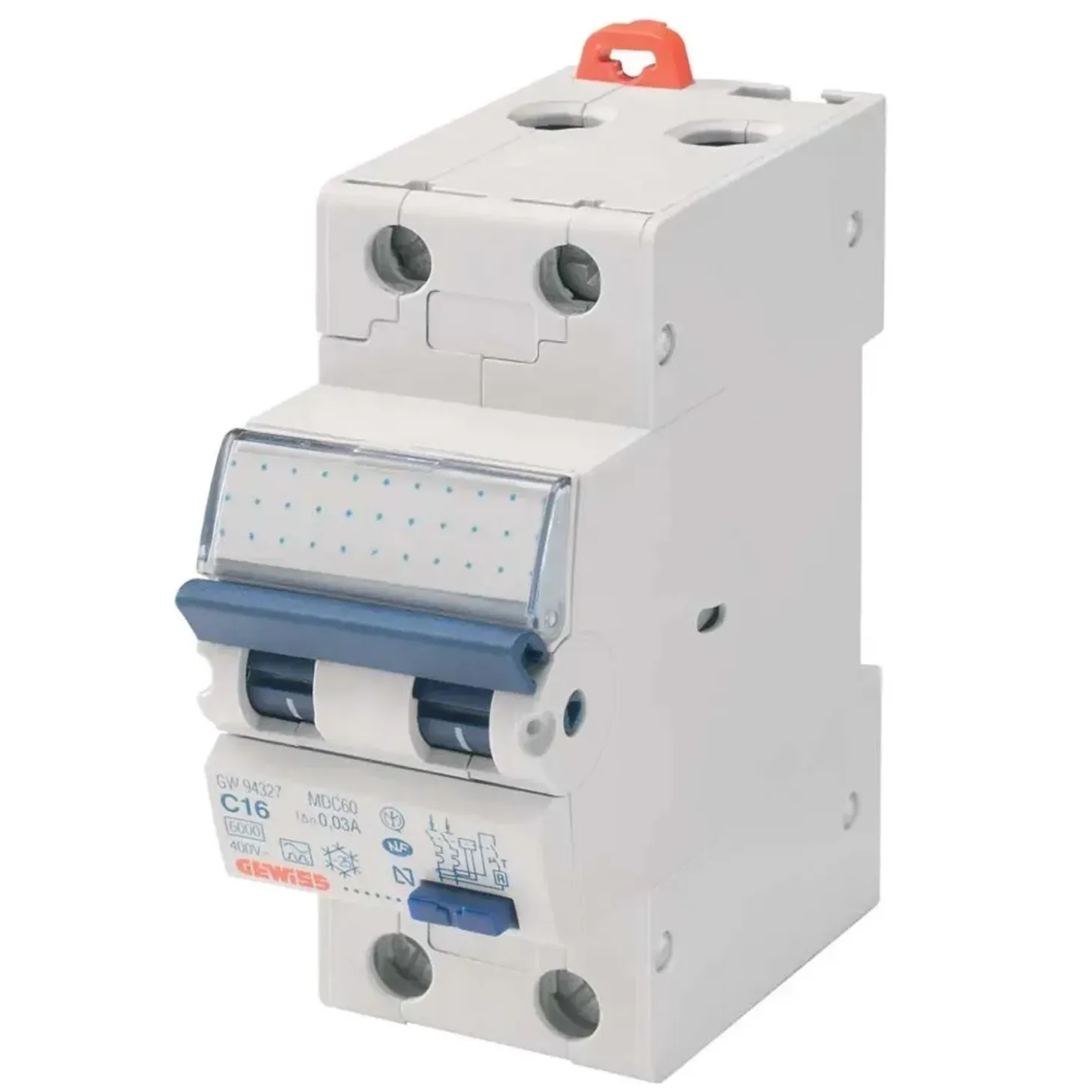 Interruttore magnetotermico differenziale Gewiss 1P+N C16 4,5KA AC/0,03 2M