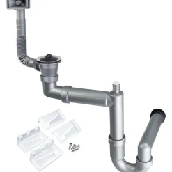 Kit di scarico per lavello in 1 vaschetta Scarico 2 acciaio 26x42x6 cm