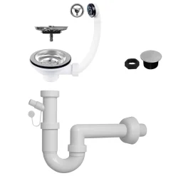 Kit sifone e pilettone per lavatoio in ceramica Ø10 cm