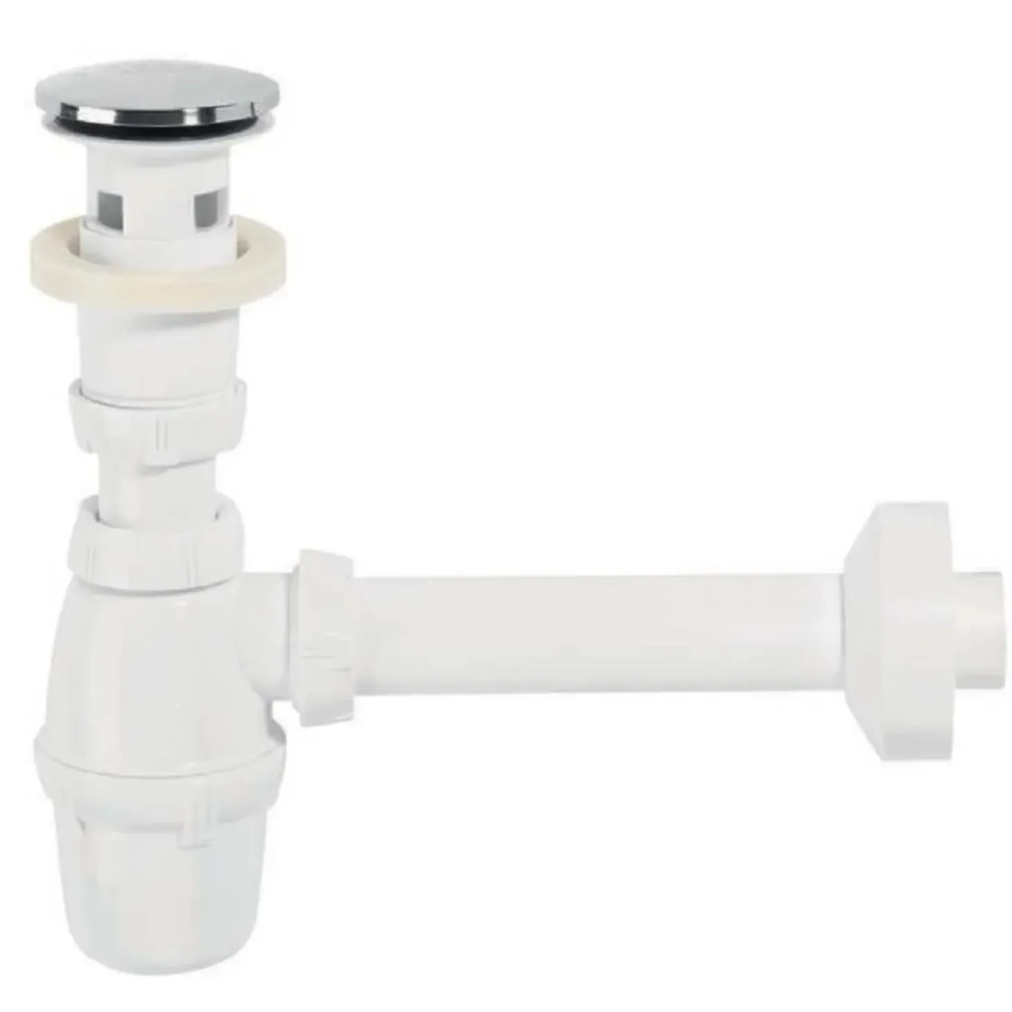 Kit sifone per lavabo con doppio tappo d 32 cm cromato e nero