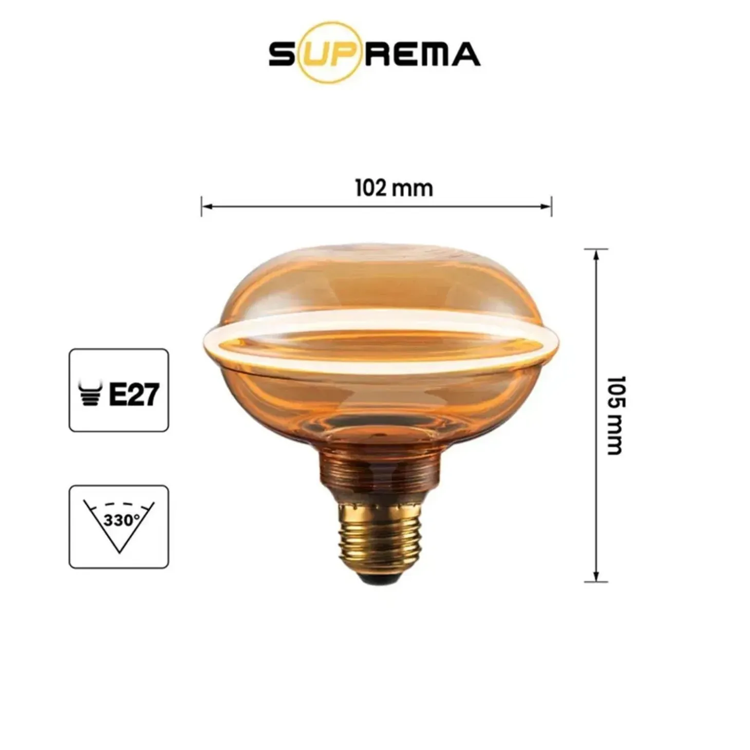 Lampada LED decorativa E8 eclipse Prismalux 265 lm ambrata