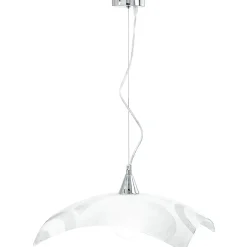 Lampadario a sospensione Mirò E27 60 W bianco e cromo Ø 45 x H 110 cm