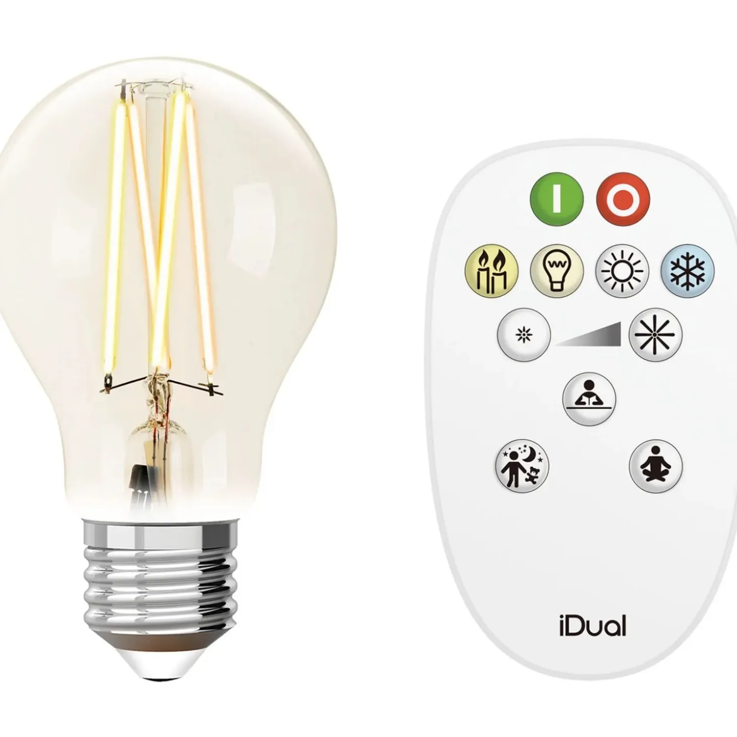 Lampadina LED A60 iDual Smart Home a filamento con telecomando trasparente