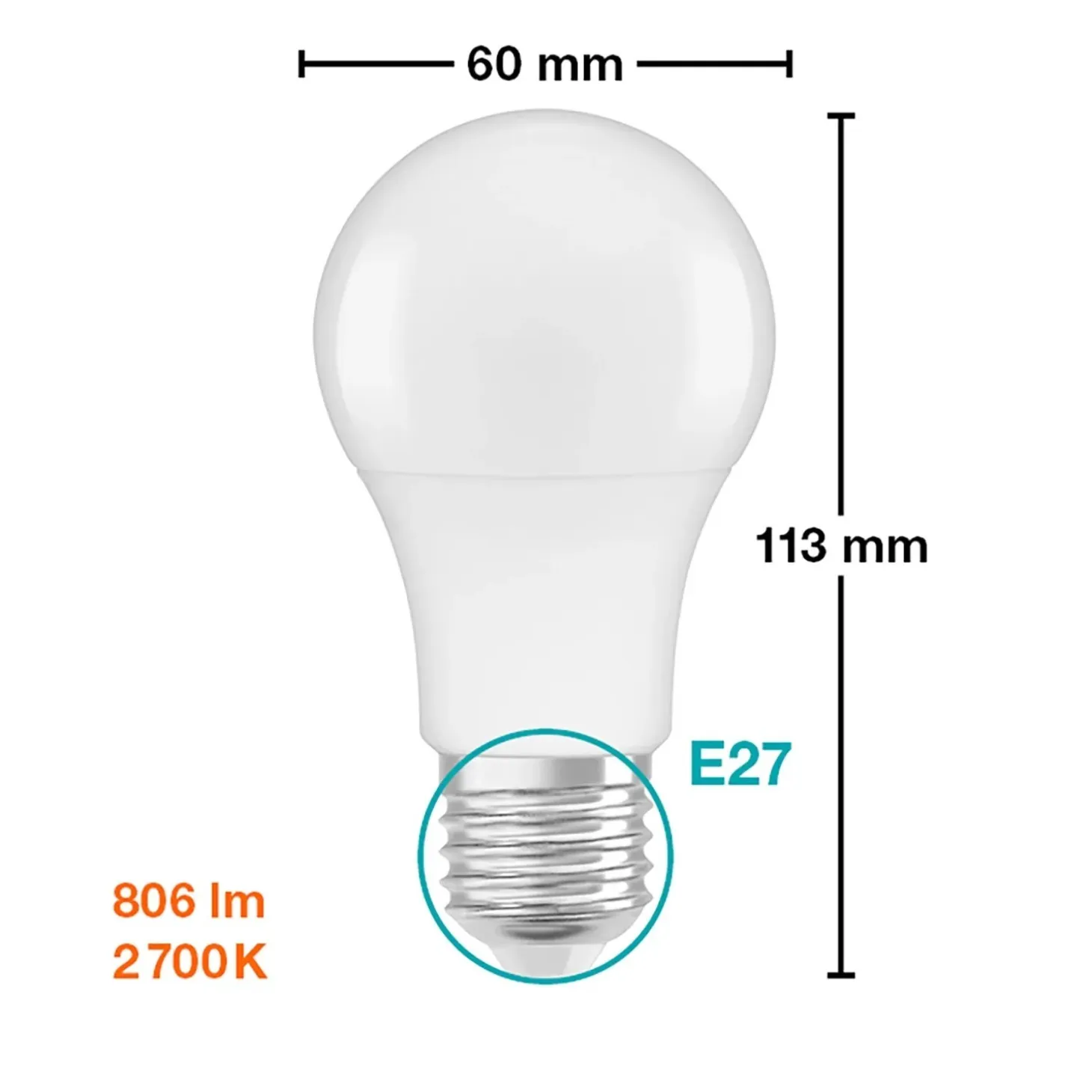 Lampadina LED E27 a goccia smerigliata Osram 806 lm bianco caldo 5 pz