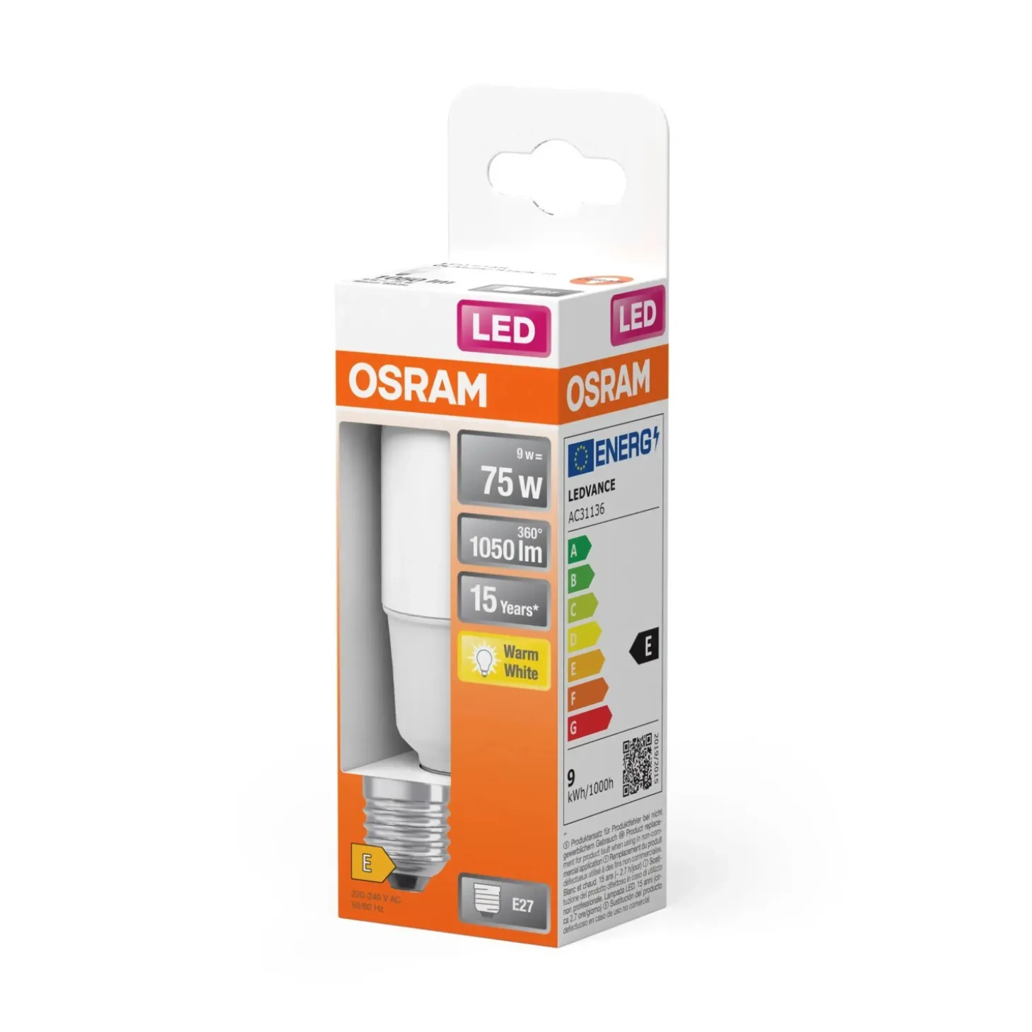 Lampadina LED E27 Tubolare Stick Osram Star 1050 lm bianco caldo