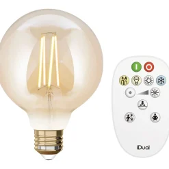 Lampadina LED G95 iDual Smart Home a filamento con telecomando ambra
