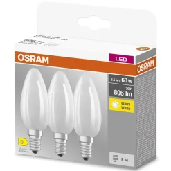 Lampadine LED E14 forma a candela Osram 806lm bianco opaco 3 pz 2700K