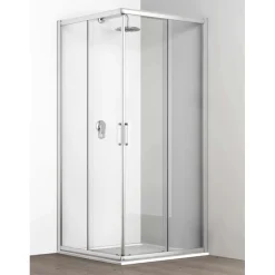 Lato angolo doccia Tekno argento e trasparente 77-80x190 cm
