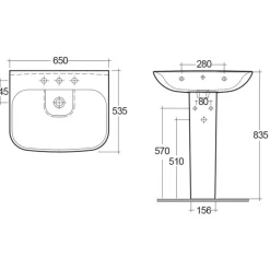 Lavabo a colonna Origin in ceramica bianco
