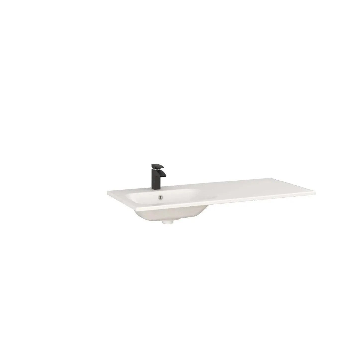 Lavabo da incasso con vasca a sinistra 121x46 cm mineralmarmo bianco