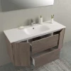 Lavabo da incasso con vasca centrale 121x46 cm mineralmarmo bianco
