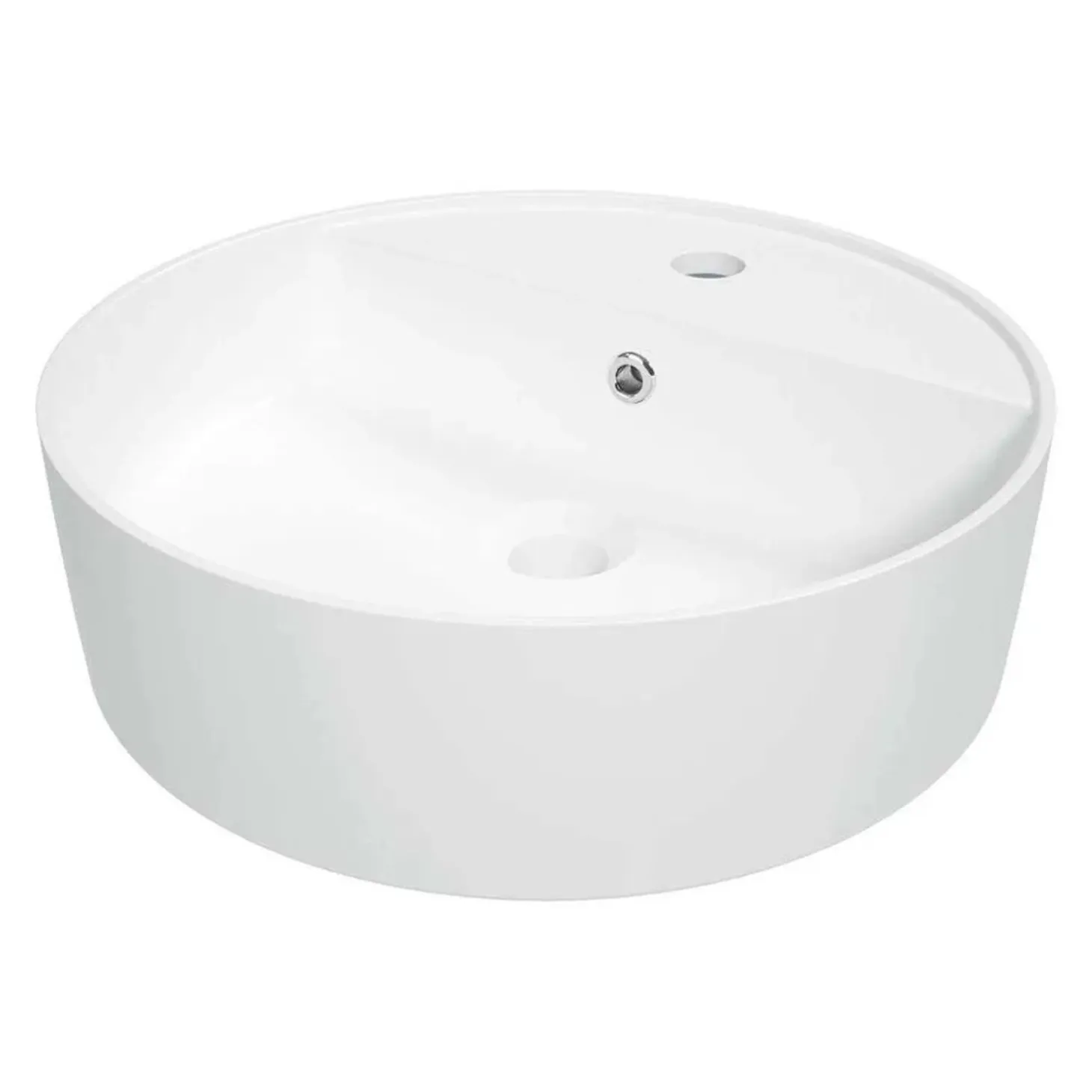 Lavabo d`appoggio ceramica Idrostile tondo con basetta bianco