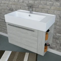 Lavabo unitop con 1 foro 80x46 cm mineralmarmo bianco