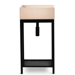 Lavandino da esterno con supporto in cemento rosa 91x45x35 cm