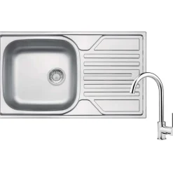 Lavello 1 vasca con gocciolatoio Idrostile Gibara rubinetto 435x145 mm satinato