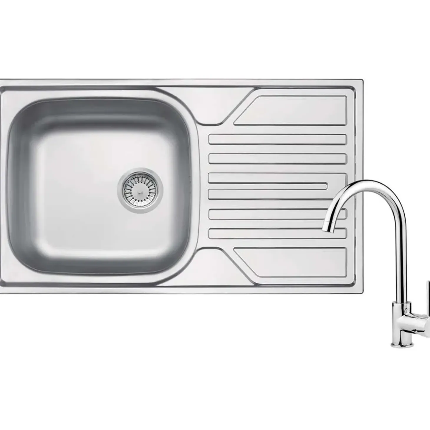 Lavello 1 vasca con gocciolatoio Idrostile Gibara rubinetto 435x145 mm satinato