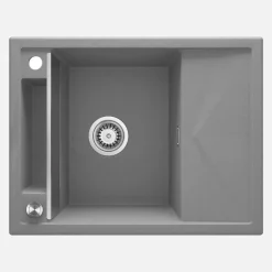 Lavello 1 vasca magnetico gocciolatoio quadrato Guayos 500x219 mm Grigio met