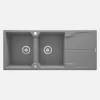Lavello 2 vasche gocciolatoio Idrostile Florida sifone 500x224 mm grigio met
