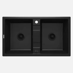 Lavello 2 vasche Idrostile Güines 500x220 mm Nero