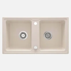 Lavello 2 vasche Idrostile Martí sifone 435x180 mm beige