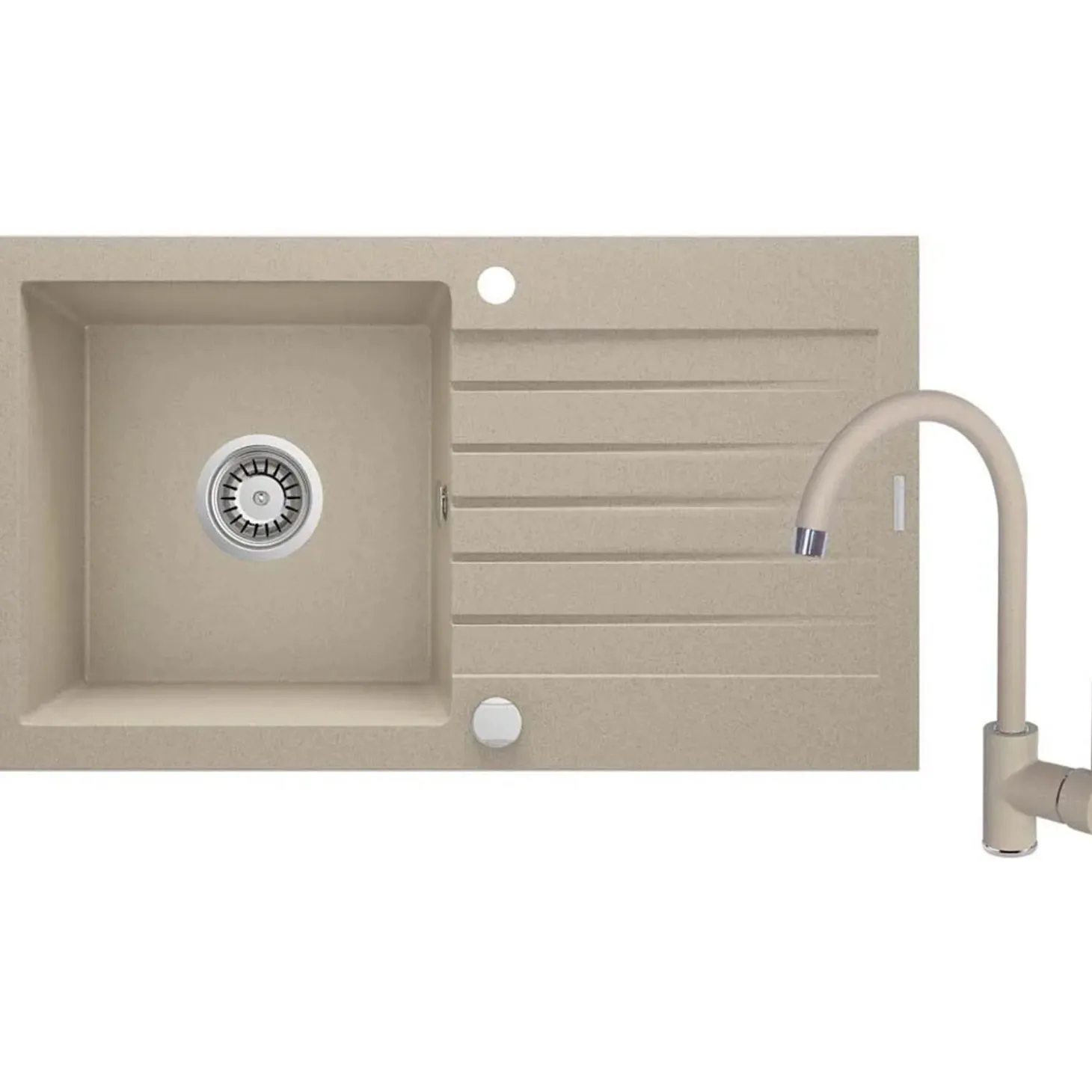 Lavello con rubinetto 1 vasca con gocciolatoio Idrostile Martí 440x160 mm sabbia