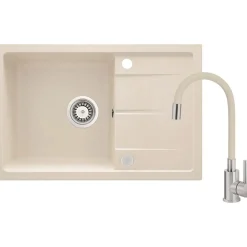 Lavello con rubinetto bocca elastica Idrostile Amancio 440x164 mm beige