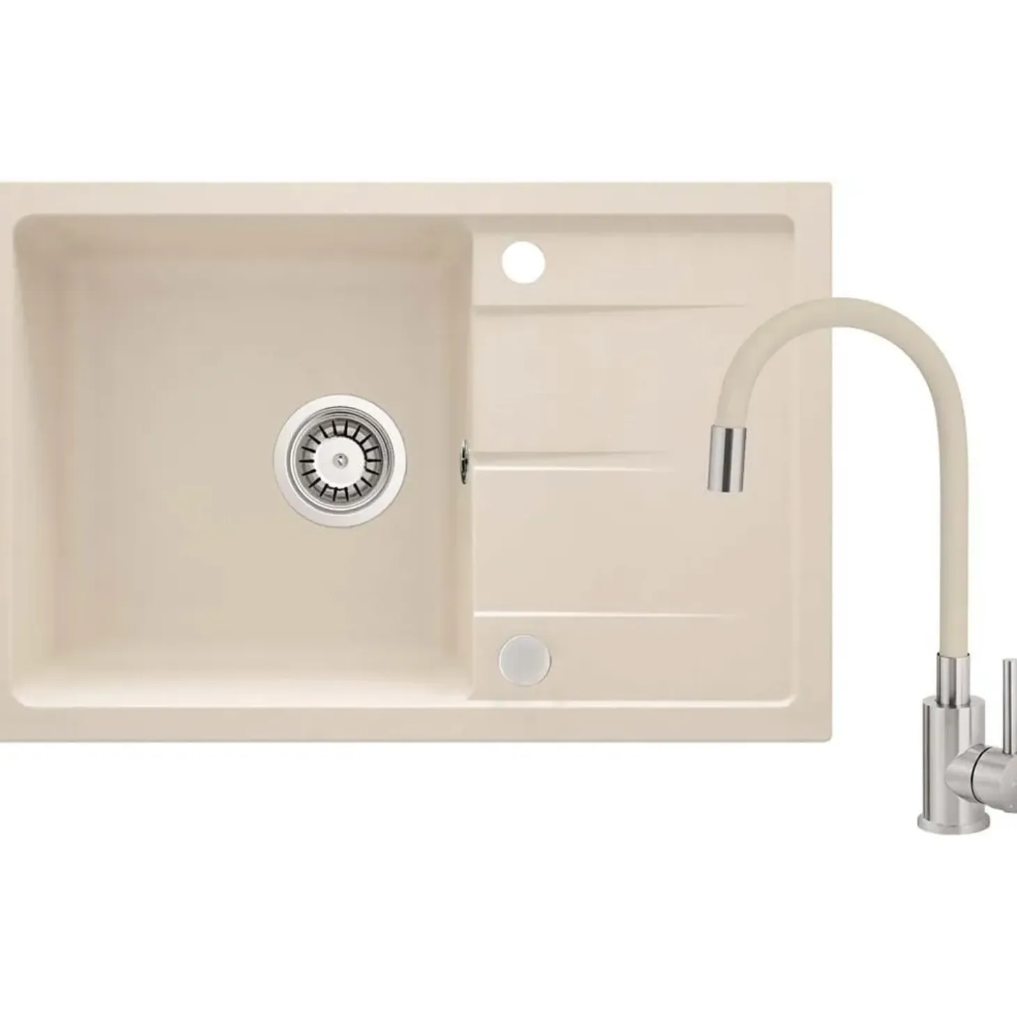 Lavello con rubinetto bocca elastica Idrostile Amancio 440x164 mm beige