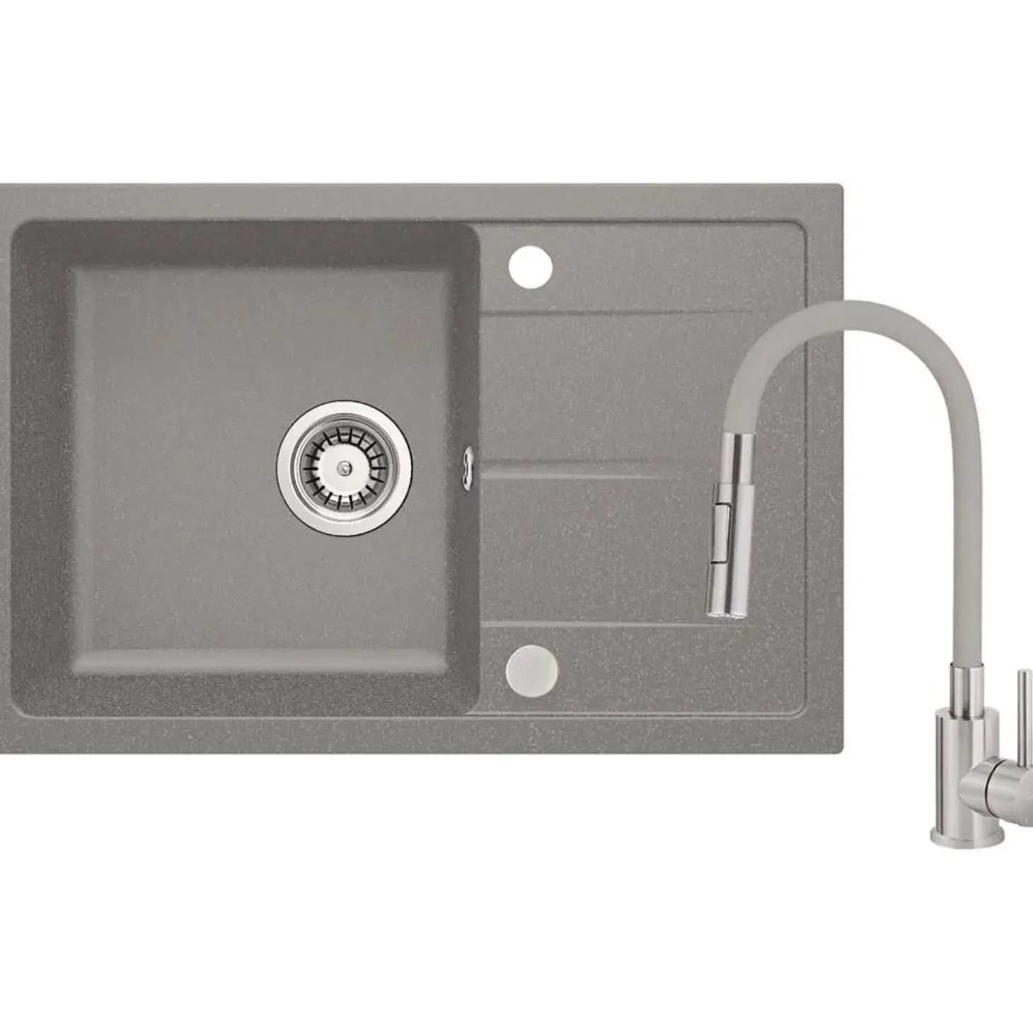 Lavello con rubinetto bocca elastica Idrostile Amancio 440x164 mm grafite met