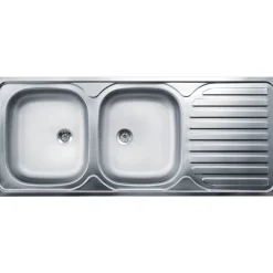 Lavello da appoggio 2 vasche sx 120 cm inox