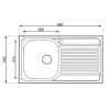 Lavello da incasso 1 vasca dx gocciolatoio a sx 86x50 cm inox