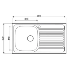 Lavello da incasso 1 vasca dx gocciolatoio a sx 86x50 cm inox